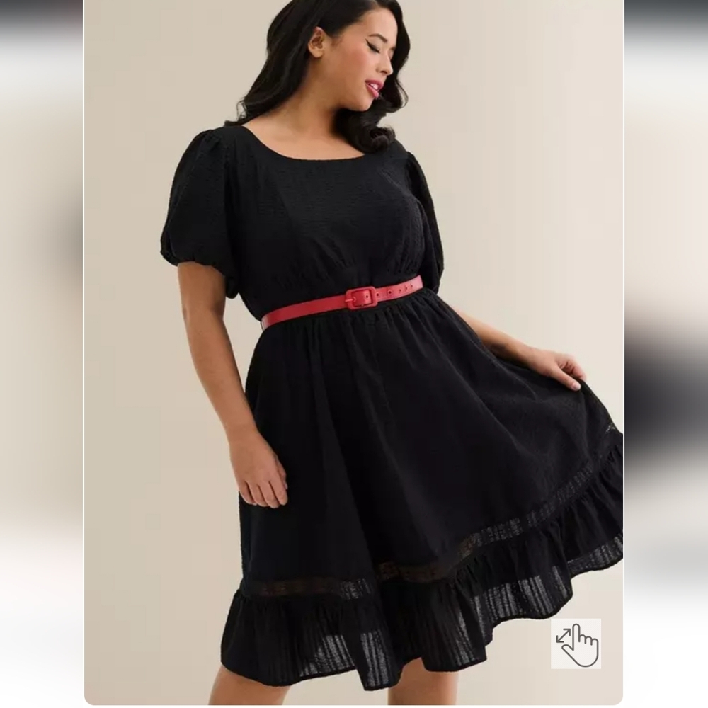 Torrid Retro Chic Swing Rockabilly NWT Whimsigoth Dress Black W/ Red Belt 5X, 28